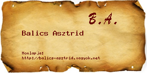 Balics Asztrid névjegykártya